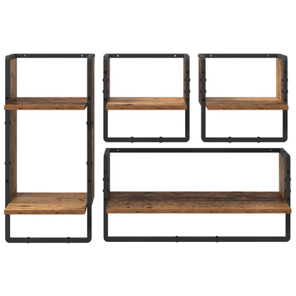 Wall Shelf Set 4 pcs Old Wood 65 x 25 x 30 cm Engineered Wood