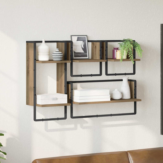 Wall Shelf Set 4 pcs Artisan Oak 65 x 25 x 30 cm
