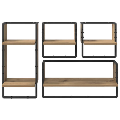 Wall Shelf Set with Shelf 4 pcs Artisan Oak 65 x 25 x 30 cm