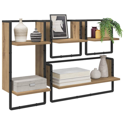 Wall Shelf Set with Shelf 4 pcs Artisan Oak 65 x 25 x 30 cm