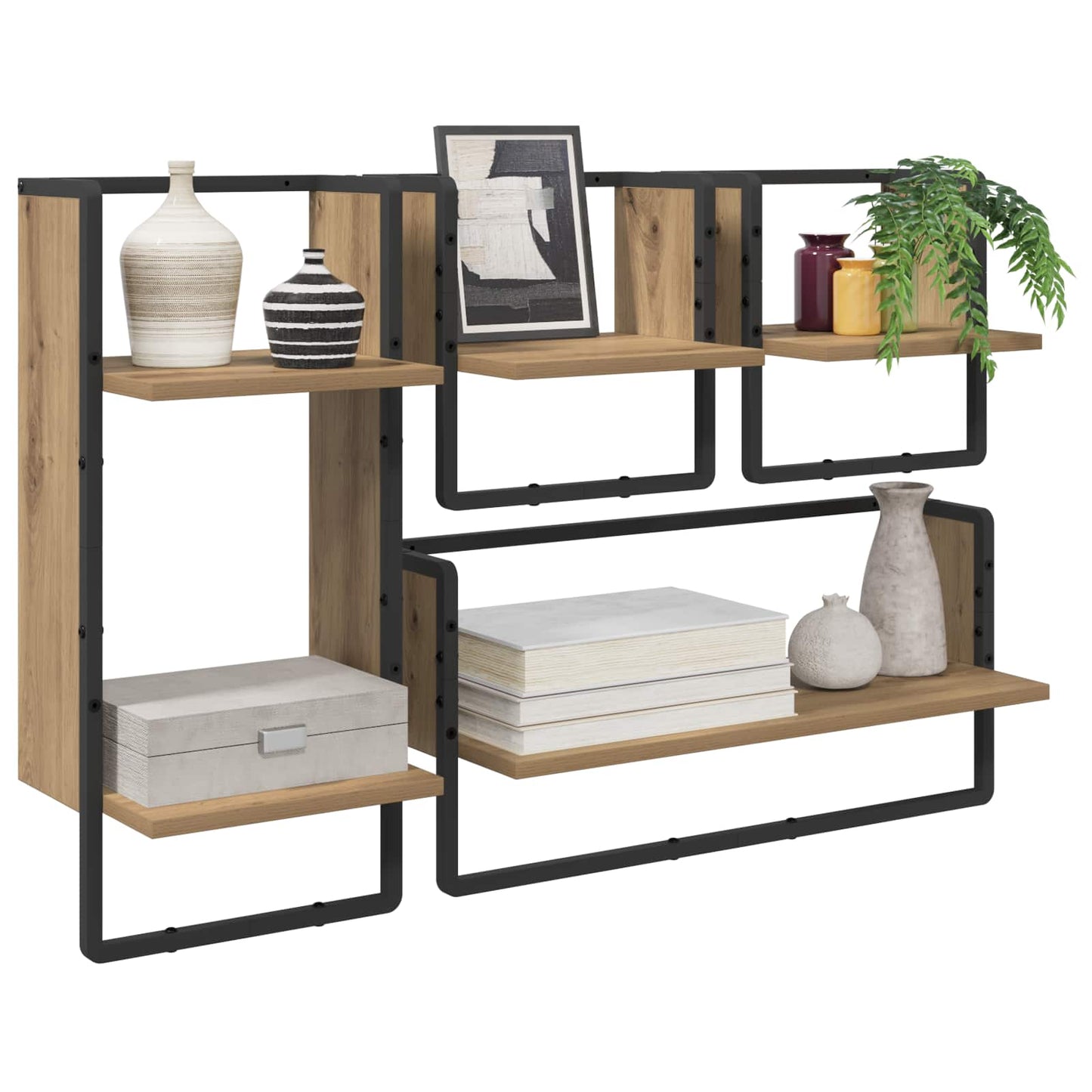 Wall Shelf Set with Shelf 4 pcs Artisan Oak 65 x 25 x 30 cm
