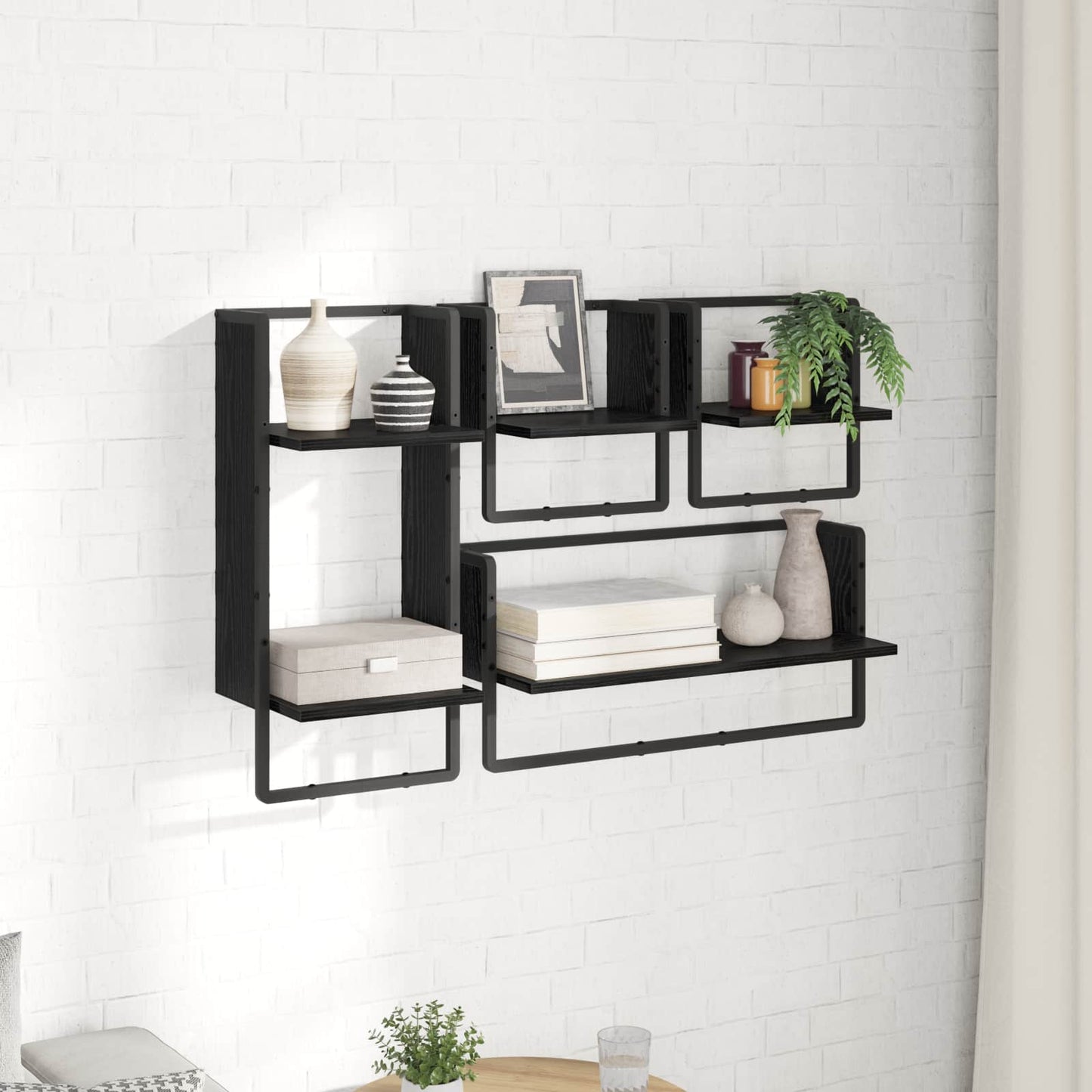 Wall Shelf Set 4 pcs Black Oak 65 x 25 x 30 cm Engineered Wood