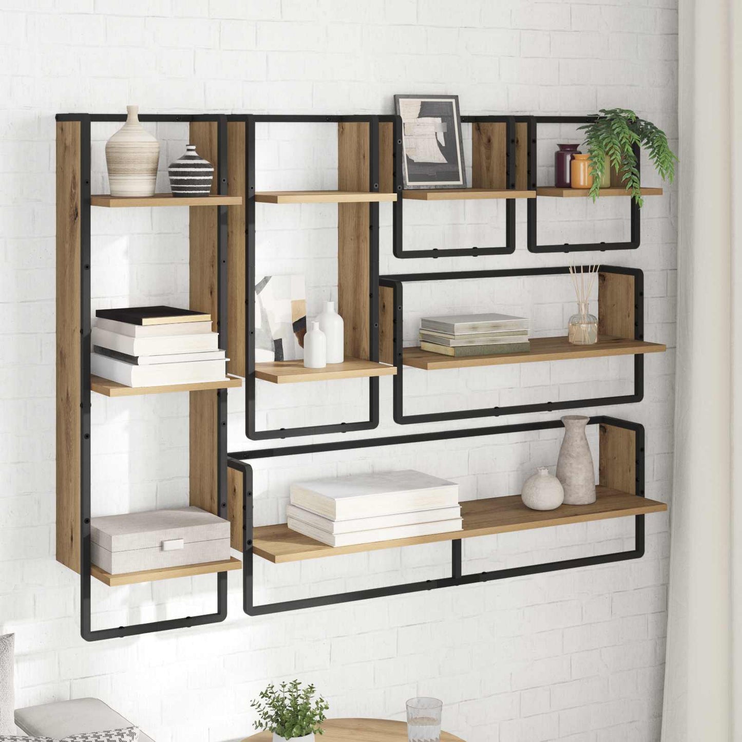 Wall Shelf Set with Shelf 6 pcs Artisan Oak 100 x 25 x 30 cm