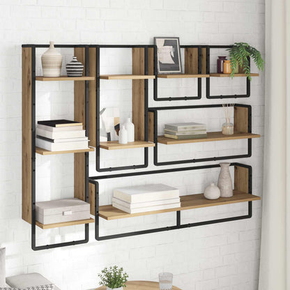 Wall Shelf Set with Shelf 6 pcs Artisan Oak 100 x 25 x 30 cm