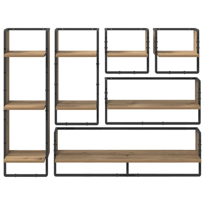 Wall Shelf Set with Shelf 6 pcs Artisan Oak 100 x 25 x 30 cm