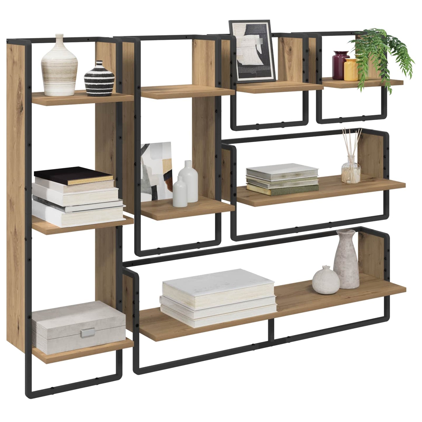Wall Shelf Set with Shelf 6 pcs Artisan Oak 100 x 25 x 30 cm