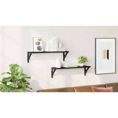 Wall Shelves 2 pcs Black Oak 60 x 15 x 15.5 cm Engineered Wood
