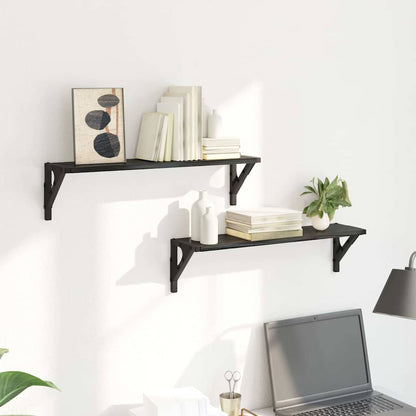 Wall Shelves 2 pcs Black Oak 60 x 15 x 15.5 cm Engineered Wood