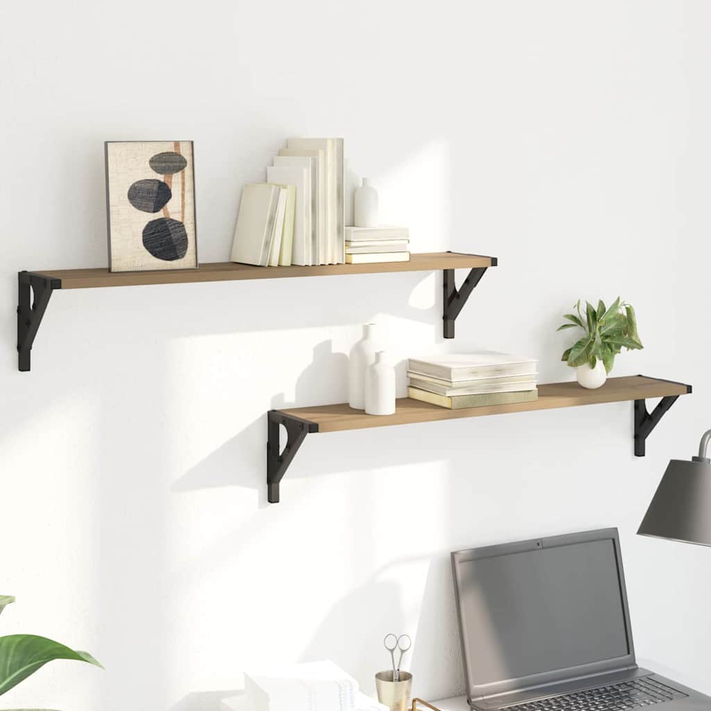 Wall Shelves with Shelf 2 pcs Artisan Oak 80 x 15 x 15.5 cm