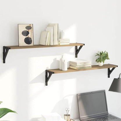 Wall Shelves with Shelf 2 pcs Artisan Oak 80 x 15 x 15.5 cm