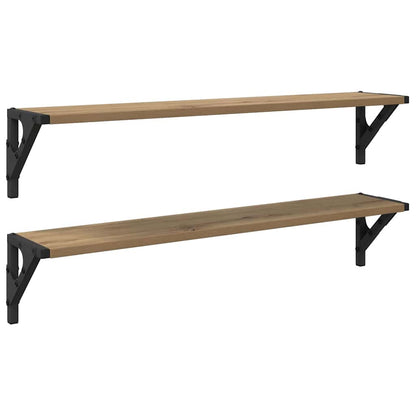 Wall Shelves with Shelf 2 pcs Artisan Oak 80 x 15 x 15.5 cm