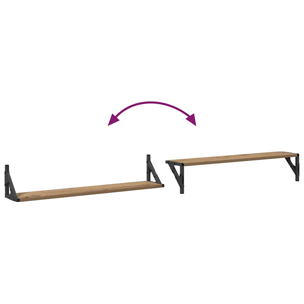 Wall Shelves with Shelf 2 pcs Artisan Oak 80 x 15 x 15.5 cm