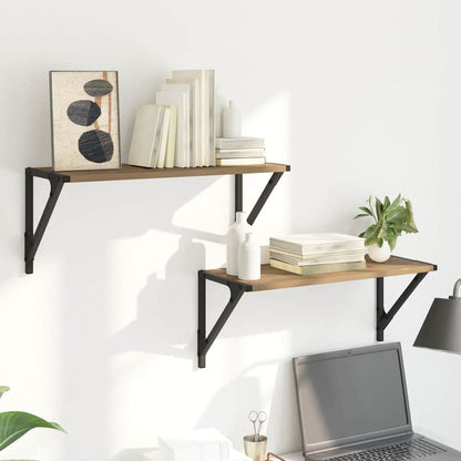 Wall Shelves with Shelf 2 pcs Artisan Oak 60 x 25 x 25.5 cm