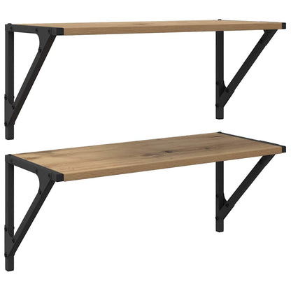 Wall Shelves with Shelf 2 pcs Artisan Oak 60 x 25 x 25.5 cm