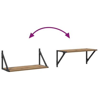 Wall Shelves with Shelf 2 pcs Artisan Oak 60 x 25 x 25.5 cm