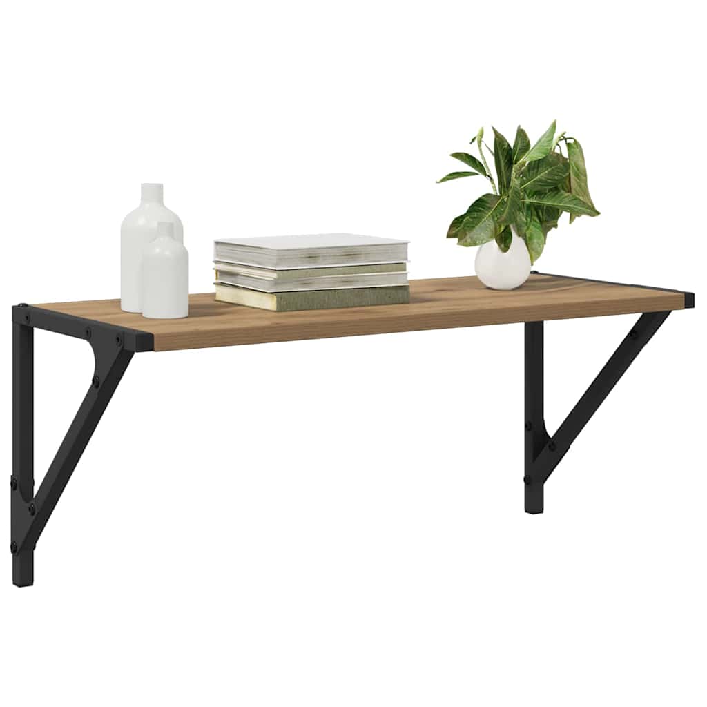 Wall Shelves with Shelf 2 pcs Artisan Oak 60 x 25 x 25.5 cm