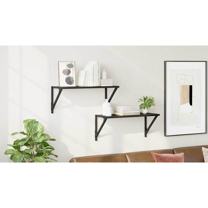 Wall Shelves 2 pcs Black Oak 60 x 25 x 25.5 cm Engineered Wood