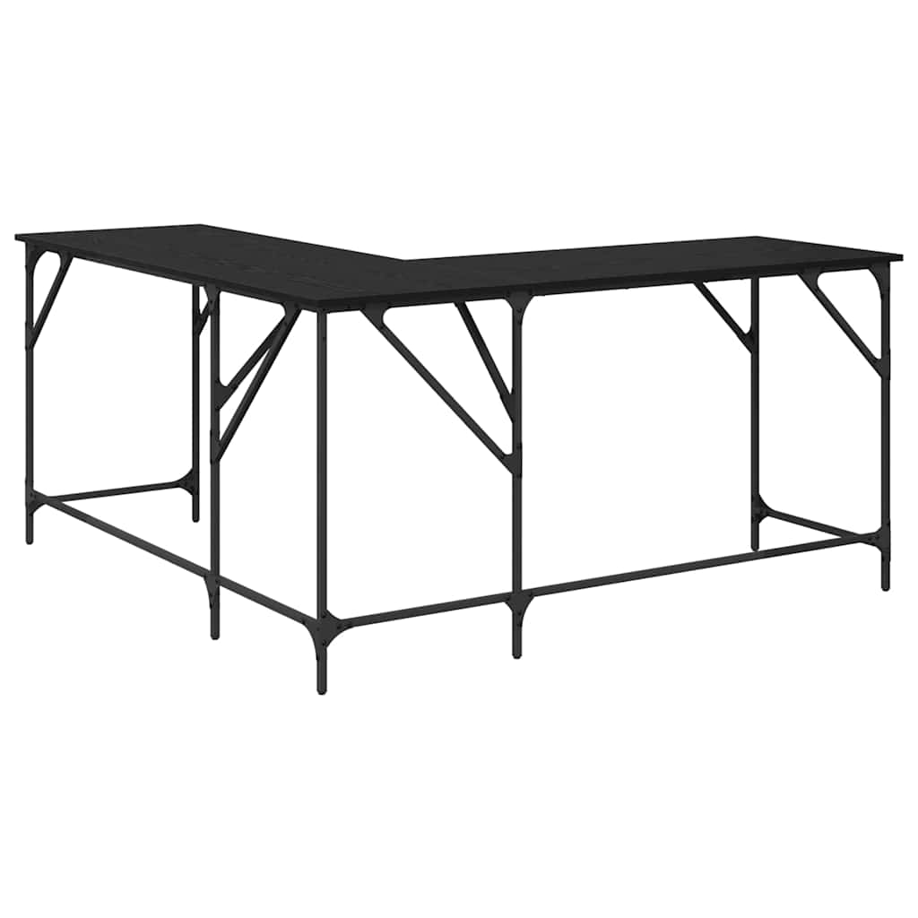 Desk Black Oak 149 x 149 x 75 cm Engineered Wood