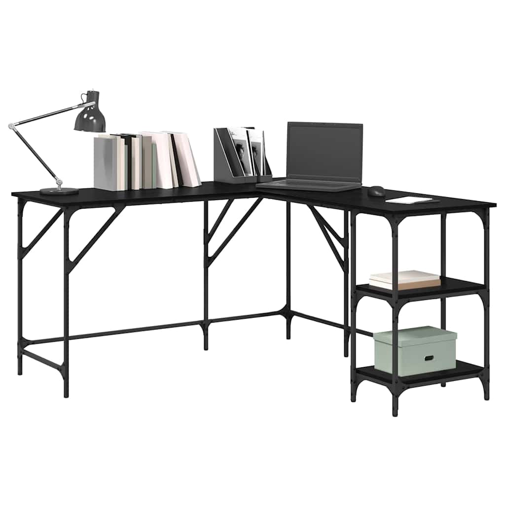 Desk Black Oak 139 x 139 x 75 cm Engineered Wood