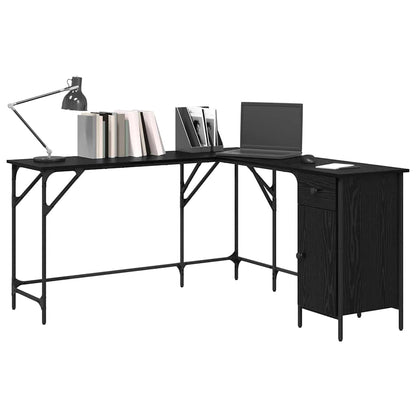 Desk Black Oak 141 x 141 x 75 cm Engineered Wood