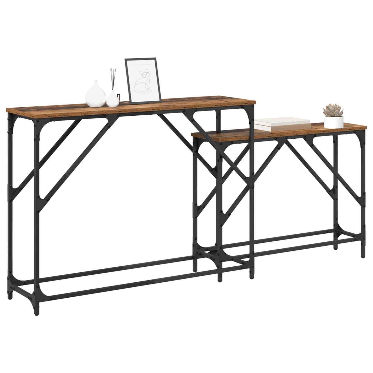 Console Table 2 pcs Old Wood 100 x 28 x 75 cm Engineered Wood