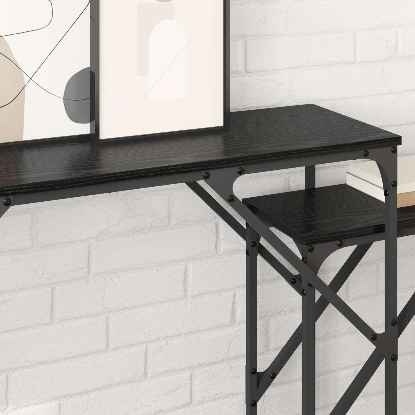 Console Table 2 pcs Black Oak 100 x 28 x 75 cm Engineered Wood