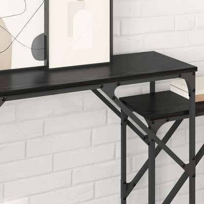 Console Table 2 pcs Black Oak 100 x 28 x 75 cm Engineered Wood