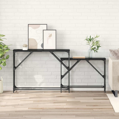 Console Table 2 pcs Black Oak 100 x 28 x 75 cm Engineered Wood