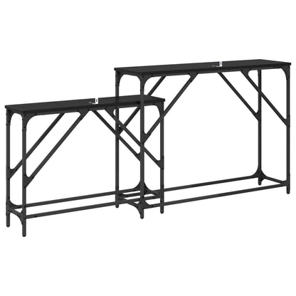 Console Table 2 pcs Black Oak 100 x 28 x 75 cm Engineered Wood