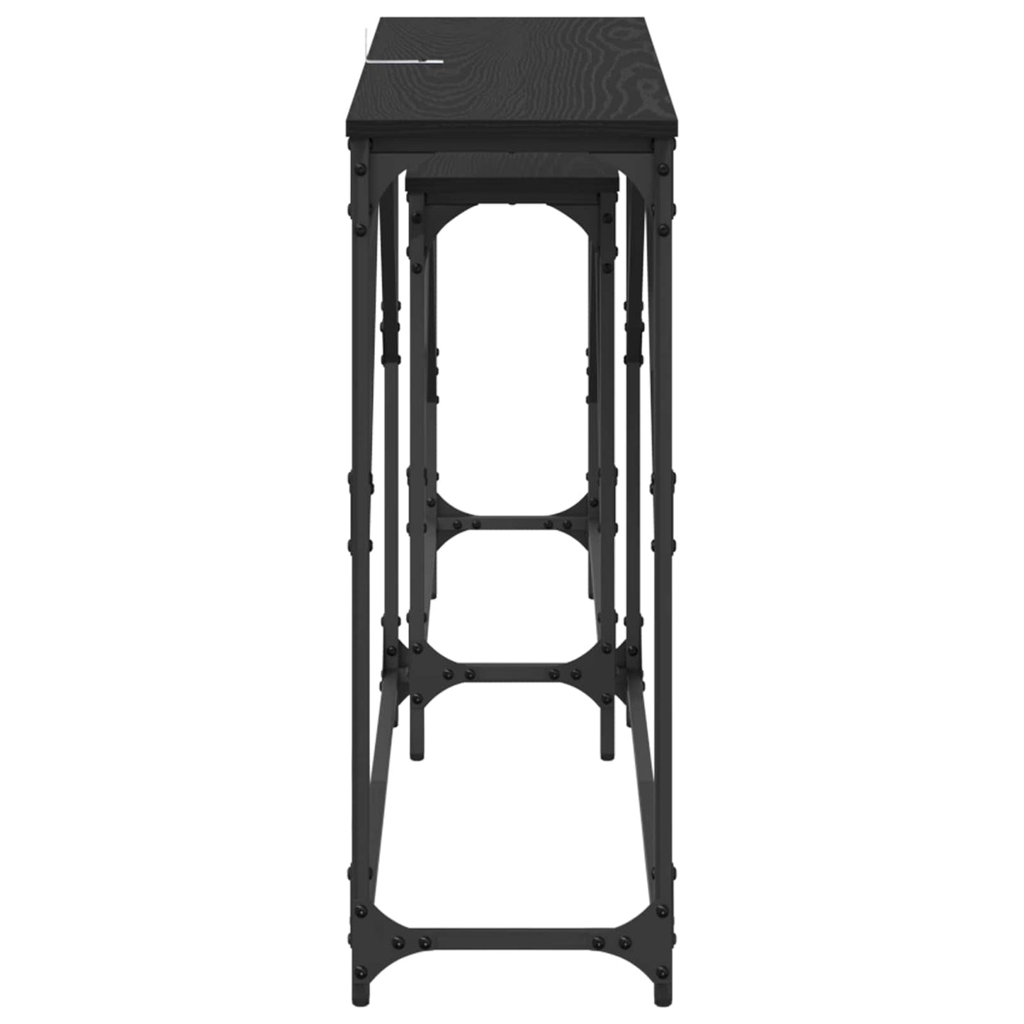 Console Table 2 pcs Black Oak 100 x 28 x 75 cm Engineered Wood