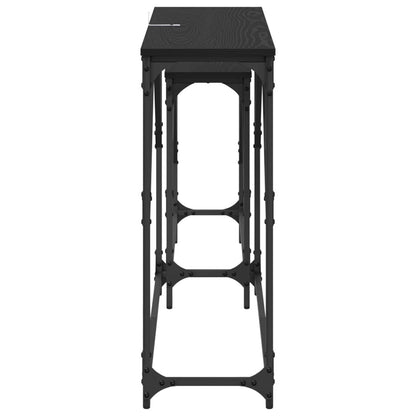 Console Table 2 pcs Black Oak 100 x 28 x 75 cm Engineered Wood