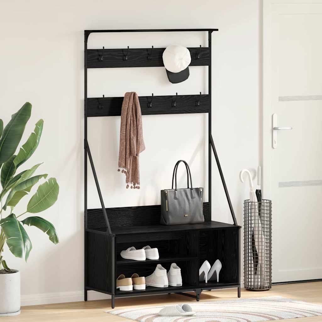 Clothes Rack Black Oak 100 x 41 x 184 cm Engineered Wood