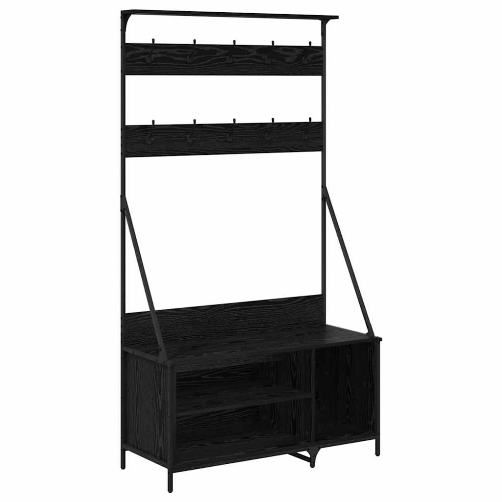 Clothes Rack Black Oak 100 x 41 x 184 cm Engineered Wood