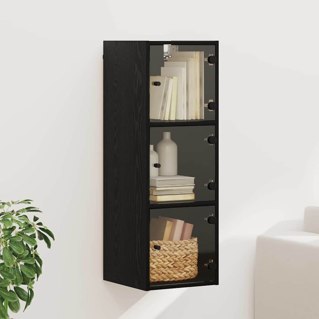 Wall Cabinet Black Oak 35 x 37 x 102 cm Engineered Wood