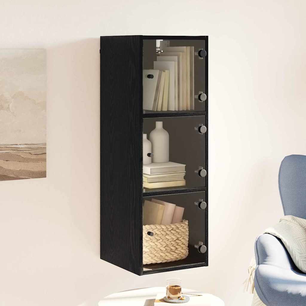 Wall Cabinet Black Oak 35 x 37 x 102 cm Engineered Wood