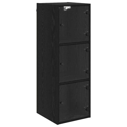 Wall Cabinet Black Oak 35 x 37 x 102 cm Engineered Wood