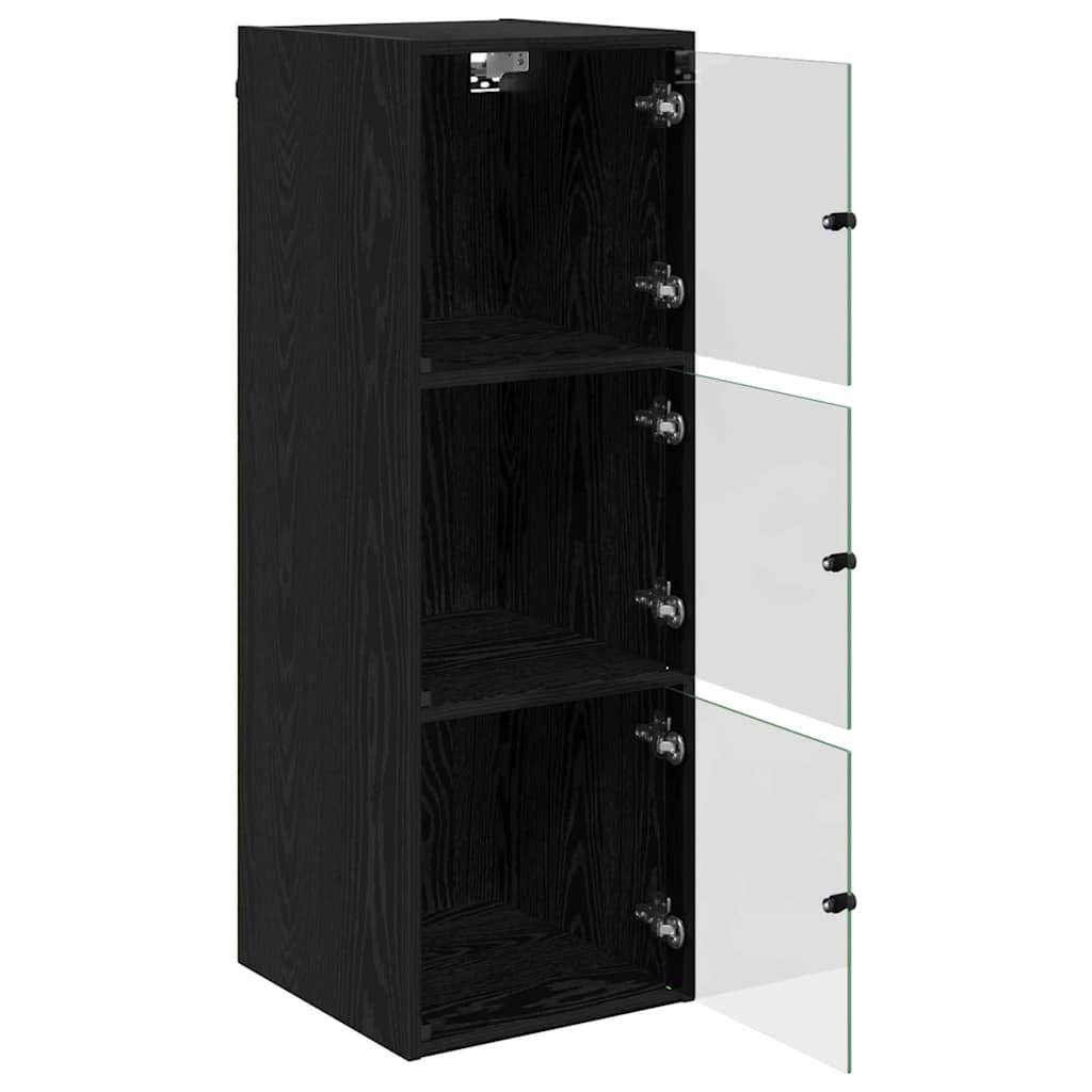 Wall Cabinet Black Oak 35 x 37 x 102 cm Engineered Wood