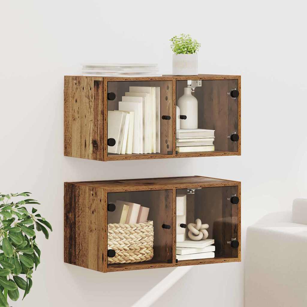 Wall Cabinets 2 pcs 68 x 37 x 35 cm Engineered Wood Old Wood