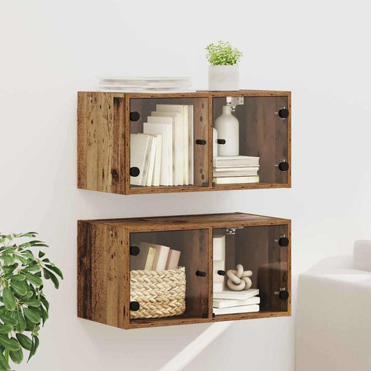 Wall Cabinets 2 pcs 68 x 37 x 35 cm Engineered Wood Old Wood