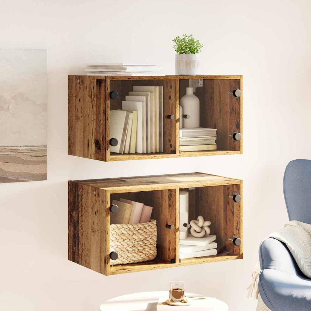Wall Cabinets 2 pcs 68 x 37 x 35 cm Engineered Wood Old Wood