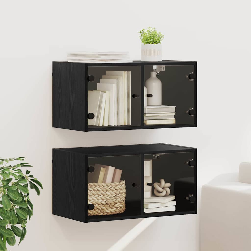 Wall Cabinets 2 pcs Black Oak 68 x 37 x 35 cm Engineered Wood
