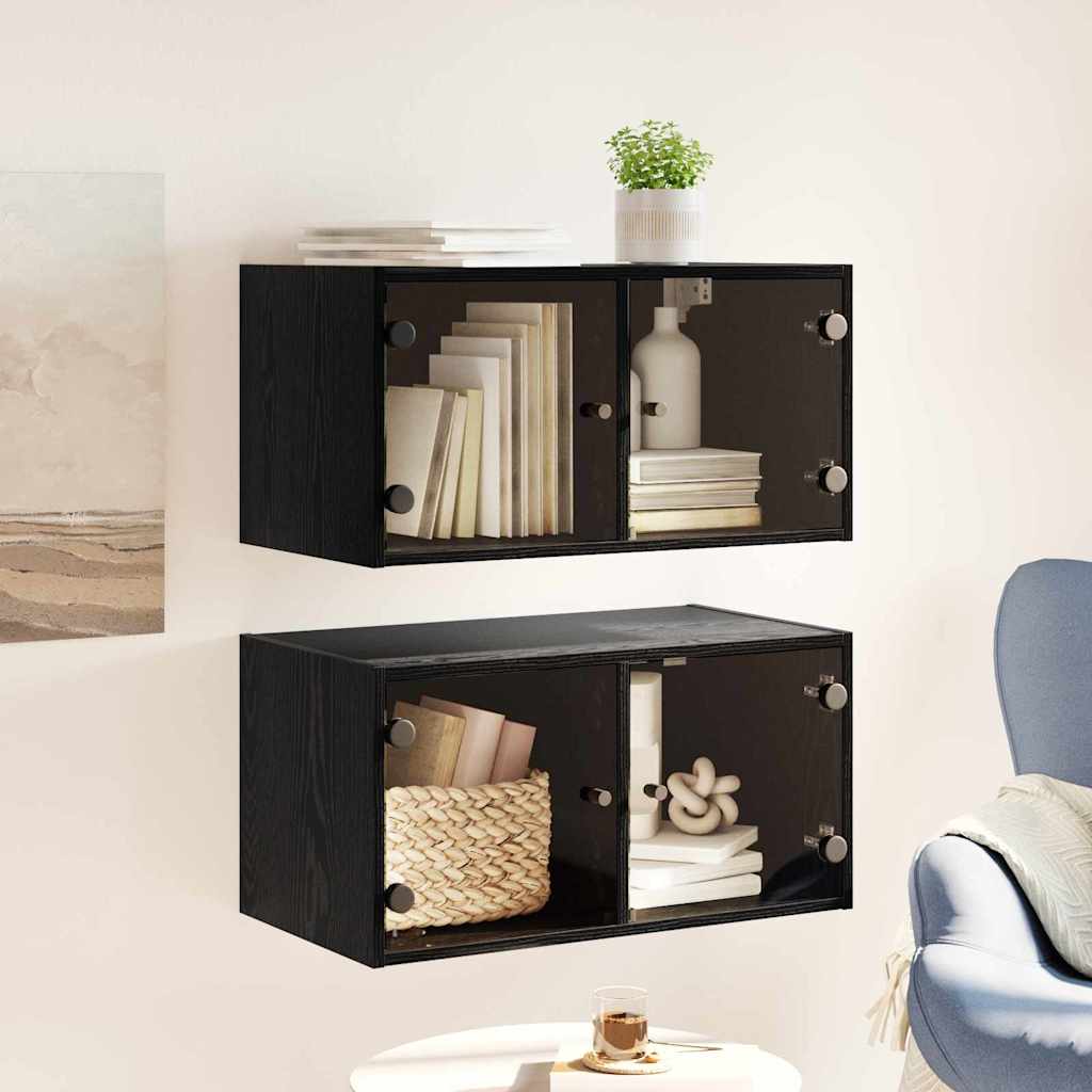Wall Cabinets 2 pcs Black Oak 68 x 37 x 35 cm Engineered Wood