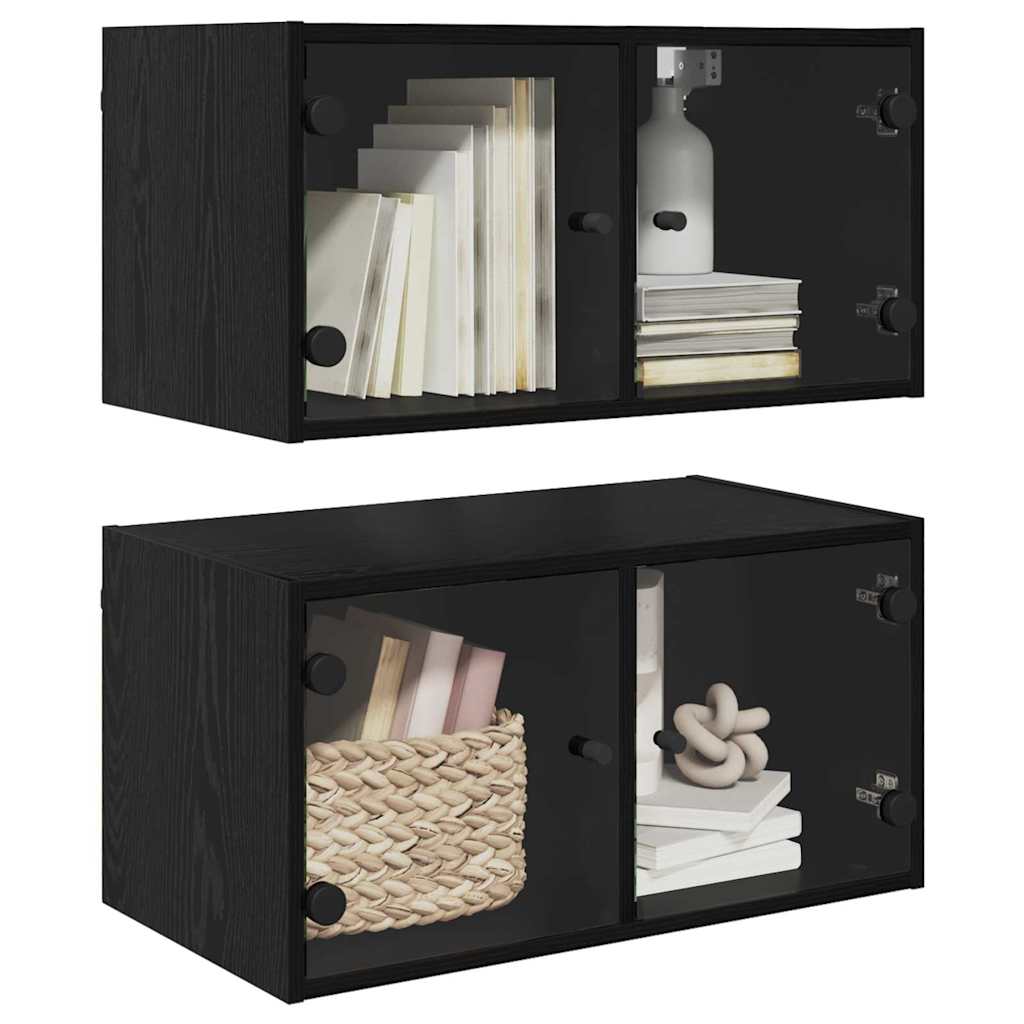 Wall Cabinets 2 pcs Black Oak 68 x 37 x 35 cm Engineered Wood
