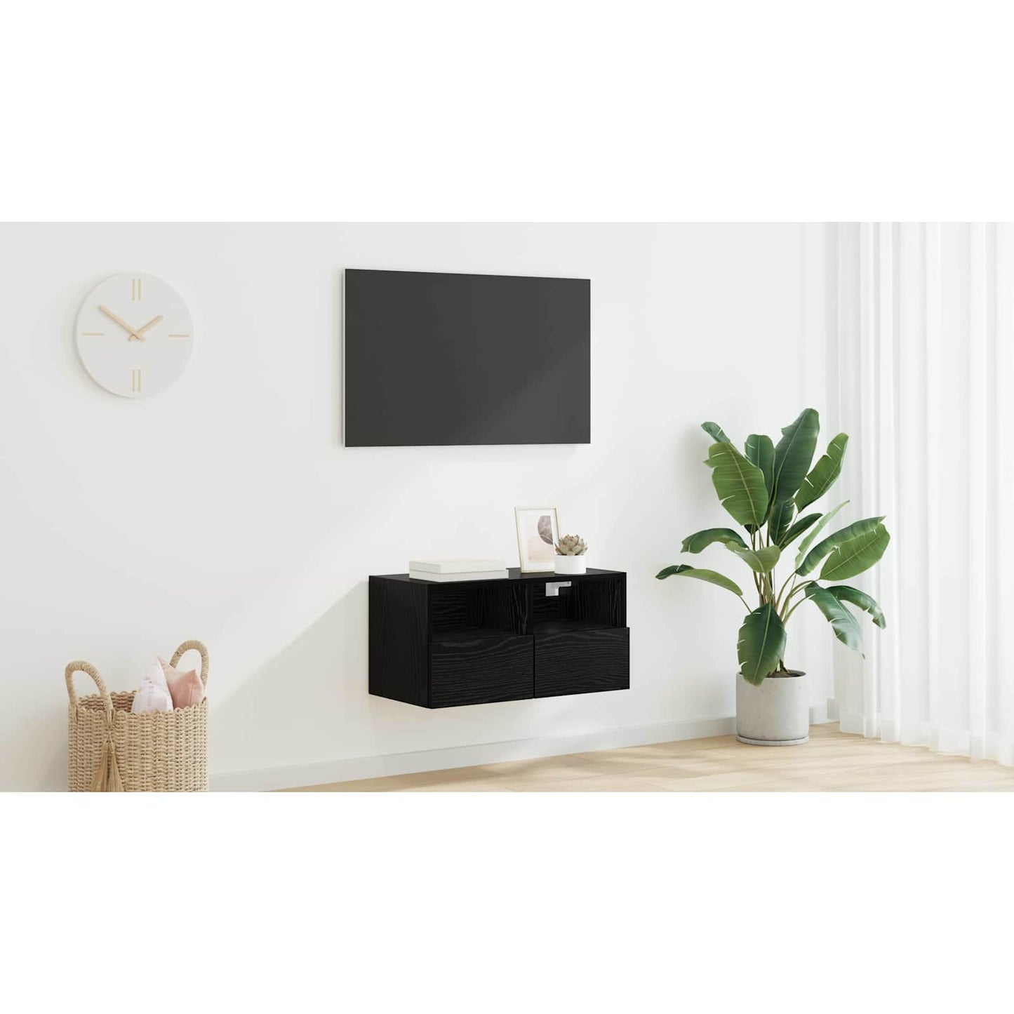TV Wall Cabinet Black Oak 60 x 30 x 30 cm Engineered Wood