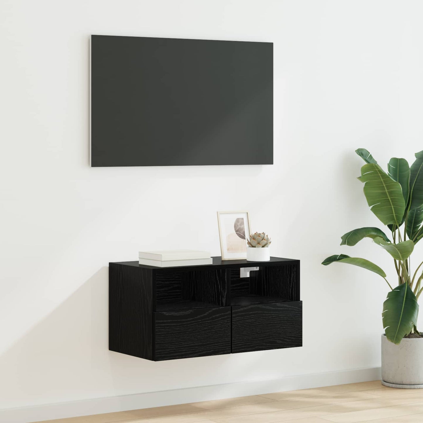 TV Wall Cabinet 60 x 30 x 30 cm Black Oak Engineered Wood