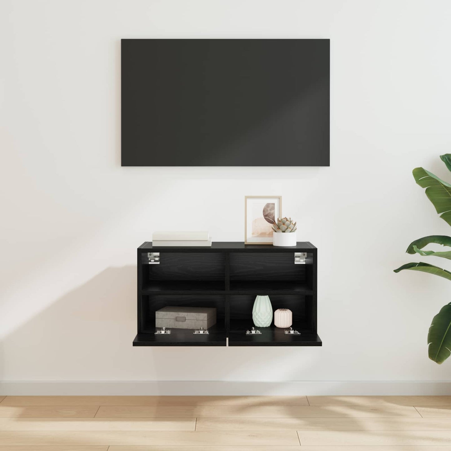 TV Wall Cabinet 60 x 30 x 30 cm Black Oak Engineered Wood