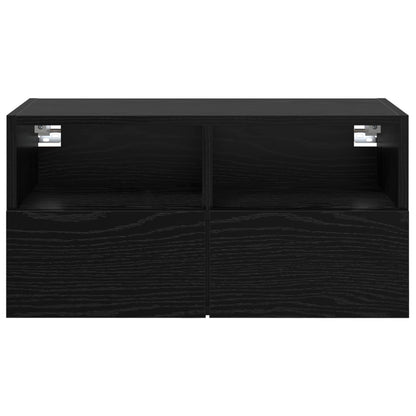 TV Wall Cabinet 60 x 30 x 30 cm Black Oak Engineered Wood