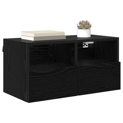 TV Wall Cabinet 60 x 30 x 30 cm Black Oak Engineered Wood