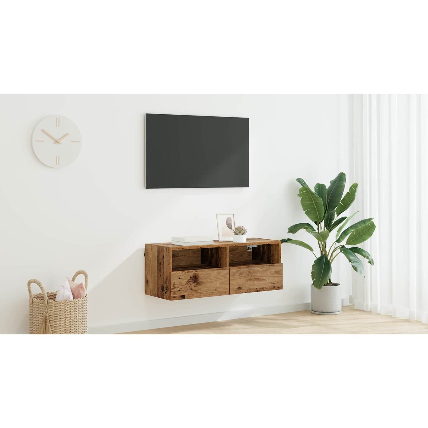 TV Wall Cabinet Old Wood 80 x 30 x 30 cm Engineered Wood