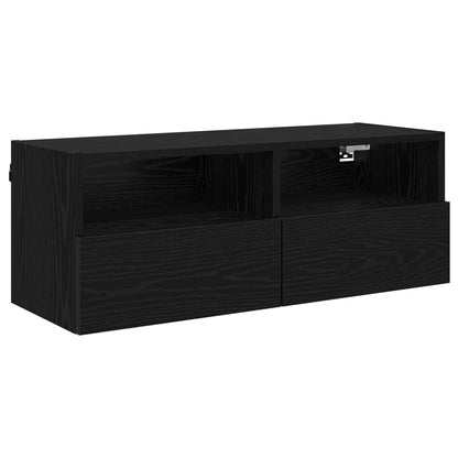 TV Wall Cabinet 80 x 30 x 30 cm Black Oak Engineered Wood